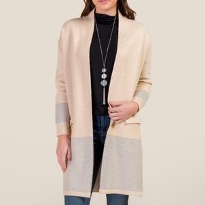 Francesca’s NWOT Long Tan and Grey Cardigan